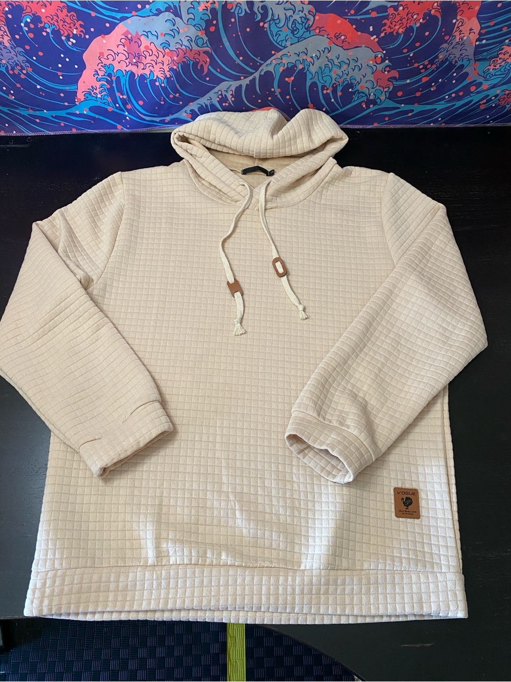 Vogue Cream Quilted Hoodie Sweatshirt for Men